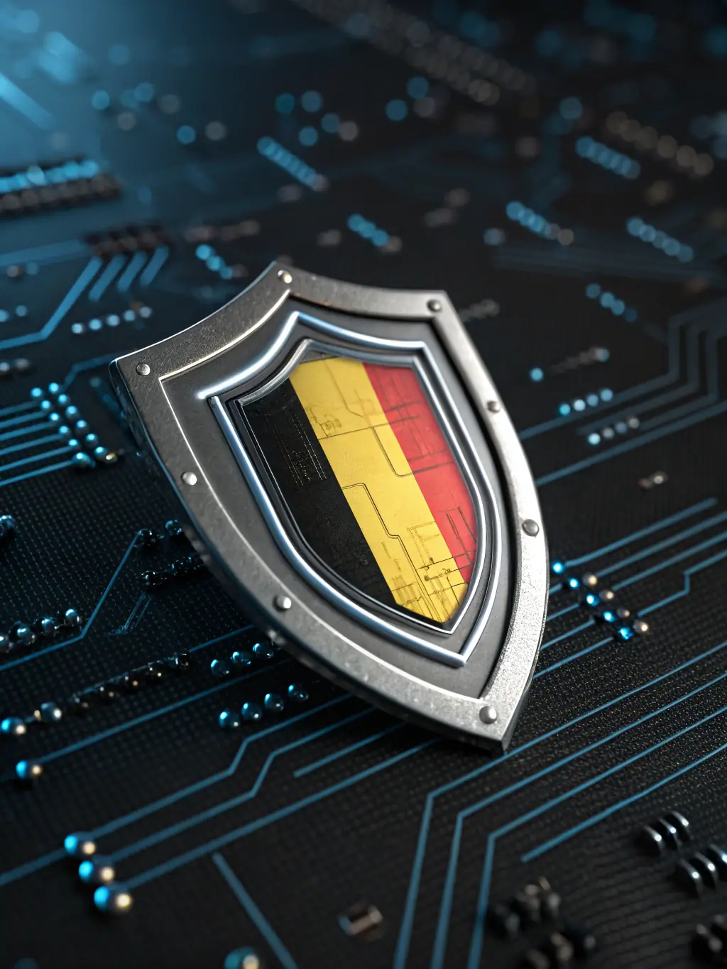 An image of a digital shield with the Belgian flag, representing full compliance with Belgian telecom regulations.